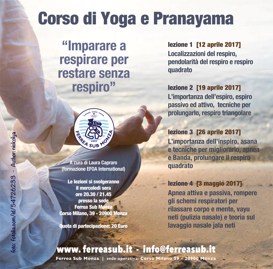 corso di yoga e pranayama, subacquea, apnea, respiro