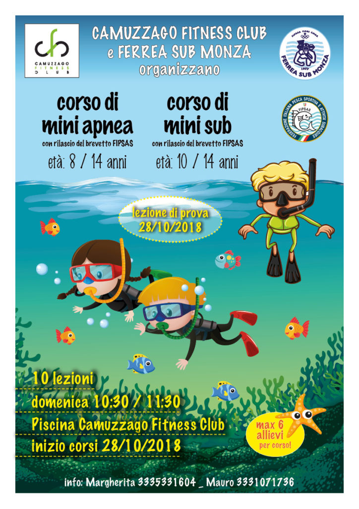 Corsi Sub e Apnea per bambini ragazzi minisub miniapnea Monza