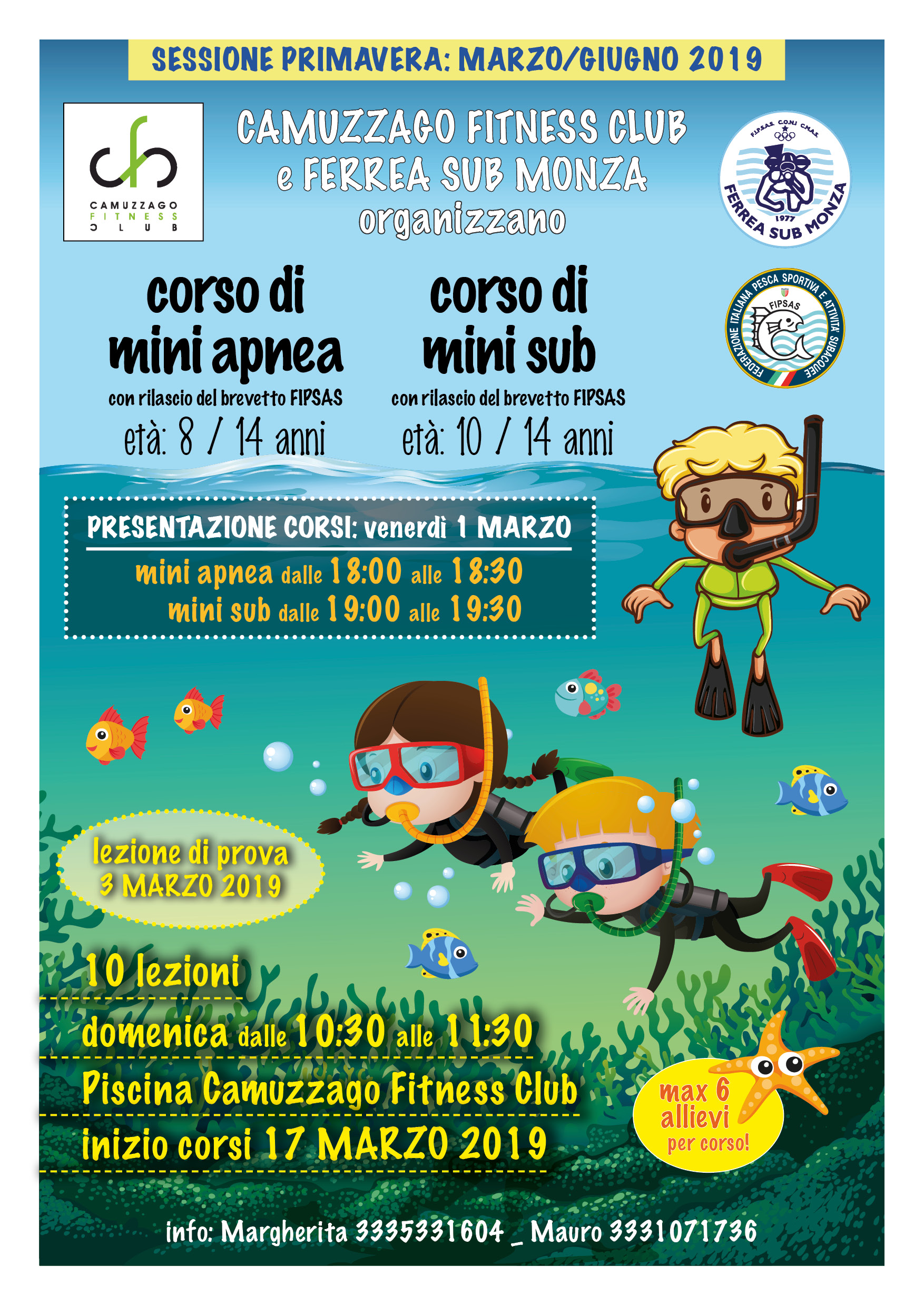 Corsi minisub e miniapnea 2019 Monza